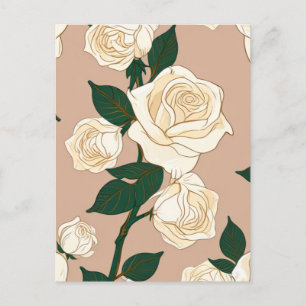 Weiße Rose auf Beige Postkarte