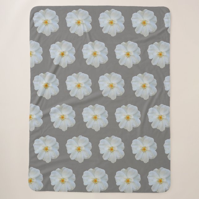 Weiße Rose auf grauem Hintergrund. Sherpadecke (Vorderseite)