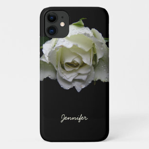 Weiße Rose auf schwarz Case-Mate iPhone Hülle