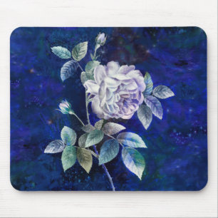 Weiße Rose auf texturiertem Hintergrund Mousepad