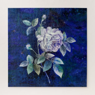 Weiße Rose auf texturiertem Hintergrund Puzzle
