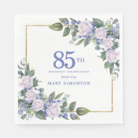 Weiße Rose Blaue Blumen zum 85. Geburtstag