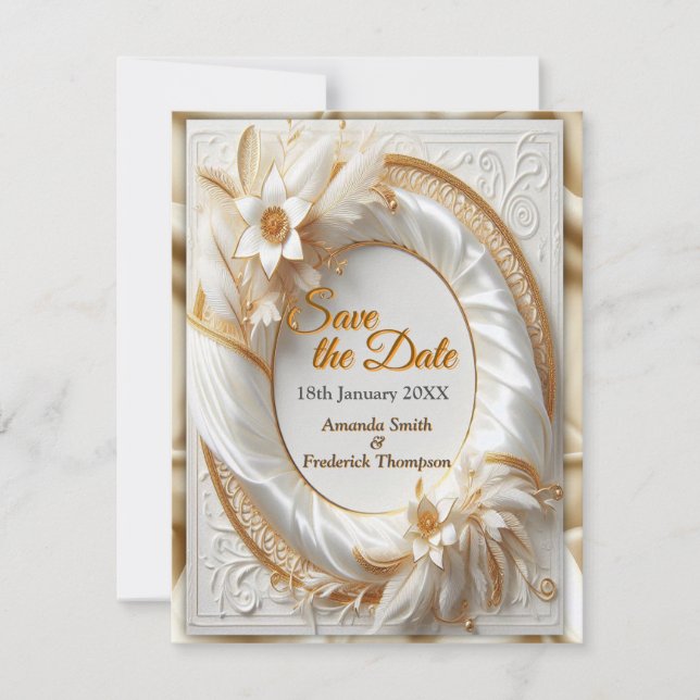 Weiße Rose, Champagnerseide und Schmetterlinge Ankündigung (Vorderseite)