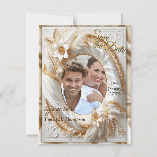 Weiße Rose, Champagnerseide und Schmetterlinge Ankündigung (Vorderseite)