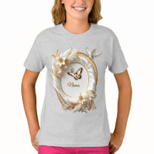 Weiße Rose, Champagnerseide und Schmetterlinge