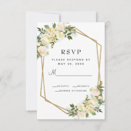 Weiße Rose Eleganter Blumengoldrahmen Hochzeitswei RSVP Karte