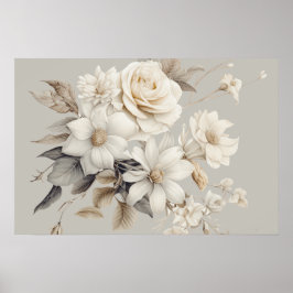 Weiße Rose Elegantes Blumenbouquet Poster