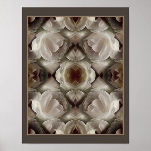 Weiße Rose Floral Spiegel Abstrakt Kunst Vintage Poster