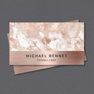 Weiße Rose Gold Metallisch Marmor Consultant Gesch Visitenkarte