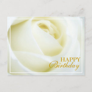 Weiße Rose Happy Birthday Grußkarte Postkarte
