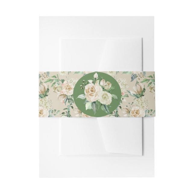 Weiße Rose Hydrangea Wasserfarbenmuster Einladungsbanderole (Vorderseite Beispiel)