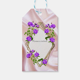 Weiße Rose in Aquarellfarben auf Champagnerseide Geschenkanhänger