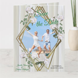 Weiße Rose in Aquarellfarben auf Champagnerseide Karte