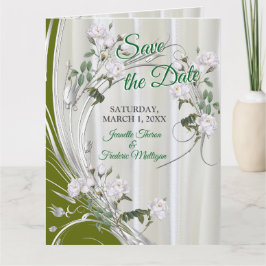 Weiße Rose in Aquarellfarben auf Champagnerseide Karte