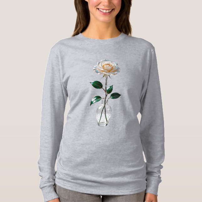 Weiße Rose in einem Vase-T - Shirt (Vorderseite)