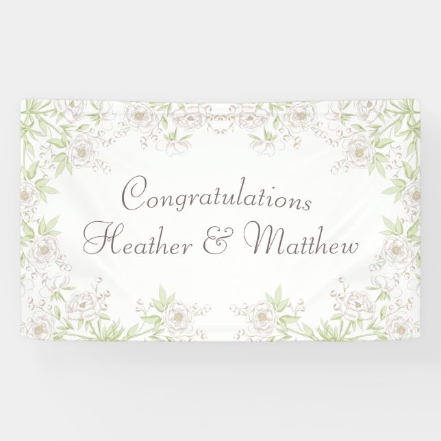 Weiße Rose Klassische Hochzeit Banner (Horizontal)