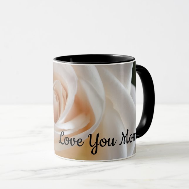 Weiße Rose "Liebe Mama" Tasse (VorderseiteRechts)