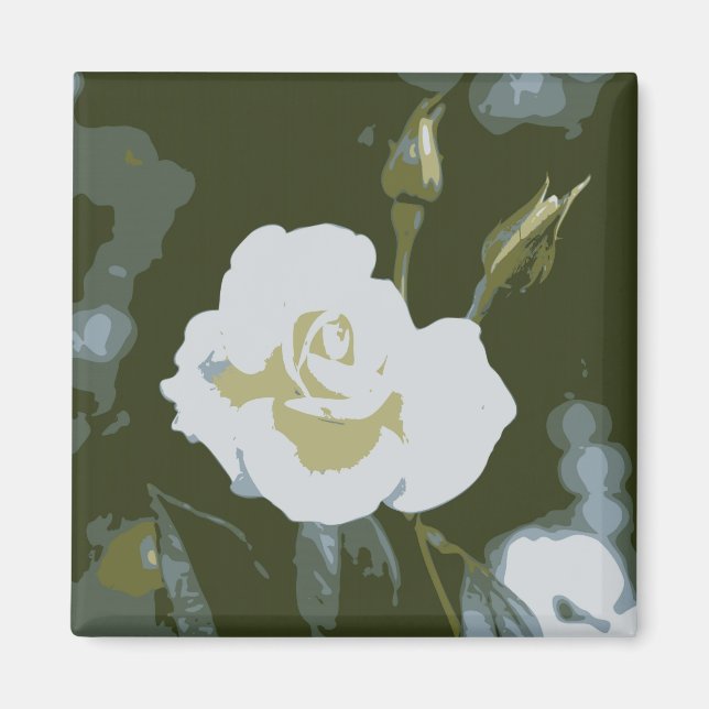 Weiße Rose Magnet (Vorne)