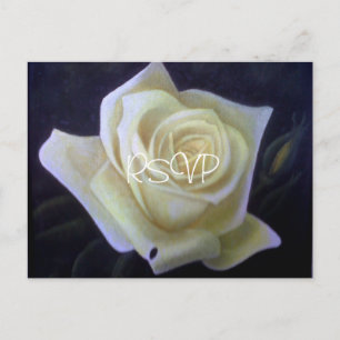Weiße Rose Malerei Hochzeits-Einladung RSVP mit Fo Einladungspostkarte