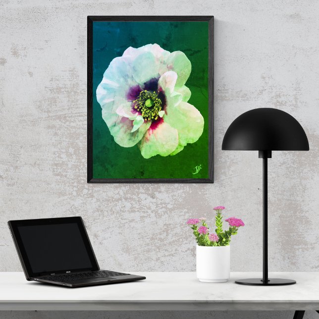 Weiße Rose mit dunklem Herz - Ölfarbe Poster (Von Creator hochgeladen)