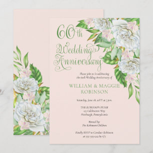 Weiße Rose Orchidee 60. Hochzeitstagfeier Einladung