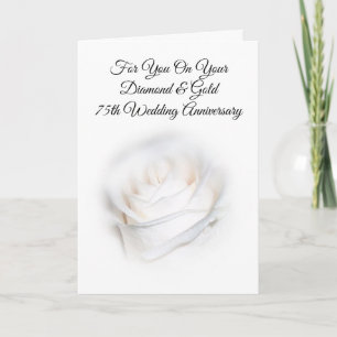 Weiße Rose Personalisierter 75. Hochzeitstag Karte