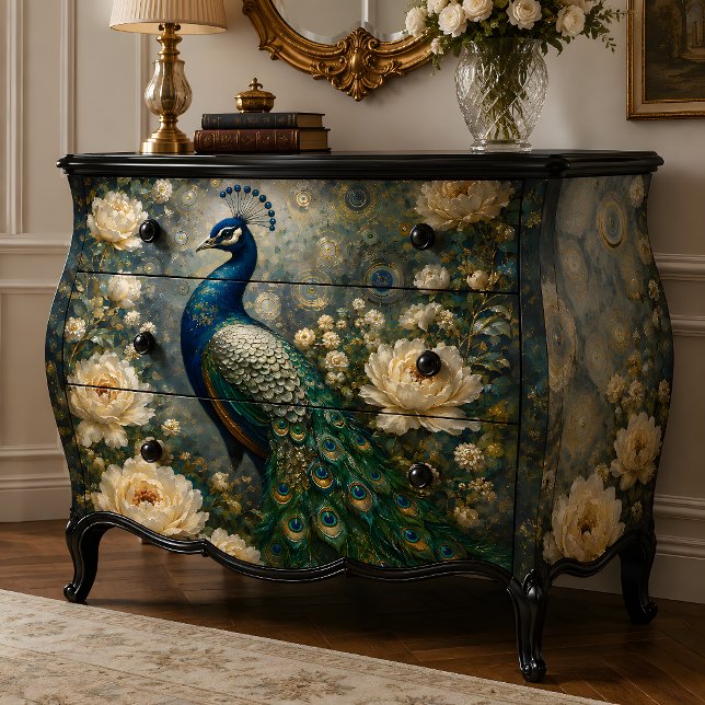 Weiße Rose Pfau-Decoupage Seidenpapier (Von Creator hochgeladen)