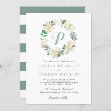 Weiße Rose| Solo Monogram Wedite Einladung