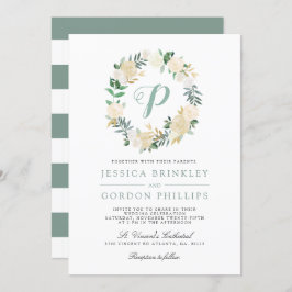 Weiße Rose| Solo Monogram Wedite Einladung