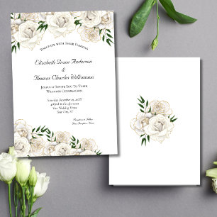 Weiße Rose und Gold formelle elegante klassische H Einladung