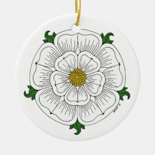 Weiße Rose von York Keramikornament