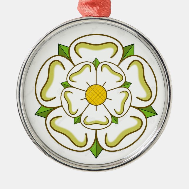 Weiße Rose von York Ornament Aus Metall (Vorne)