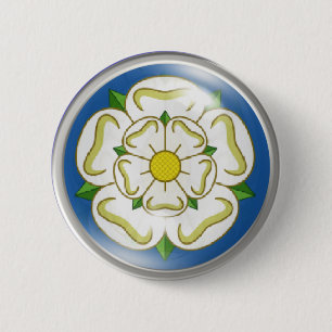 Weiße Rose von Yorkshire-Flagge Button