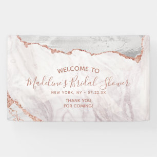 Weiße & Roségold-Achat-vergoldete Hochzeitsdusche- Banner