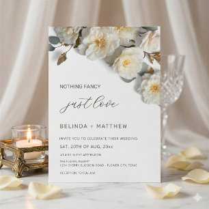 Weiße Rosen 3D Blumen Elegante weiße Hochzeit Einladung