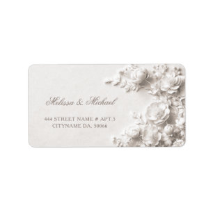 Weiße Rosen 3D-Blumen    Hochzeit Adressaufkleber