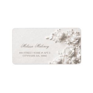 Weiße Rosen 3D-Blumen    Hochzeit Adressaufkleber