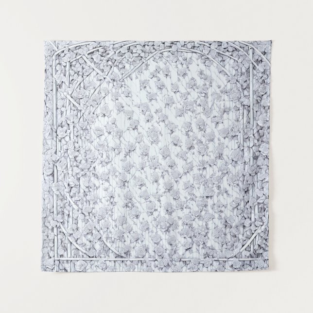 Weiße Rosen A Wandteppich (Vorderseite)