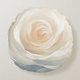 Weiße Rosen-Abstrakt-Blumenmalerei Rundes Kissen