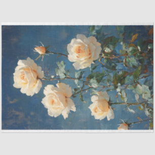 Weiße Rosen auf Marinebirge Seidenpapier