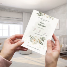 Weiße Rosen Baby-Ankündigung