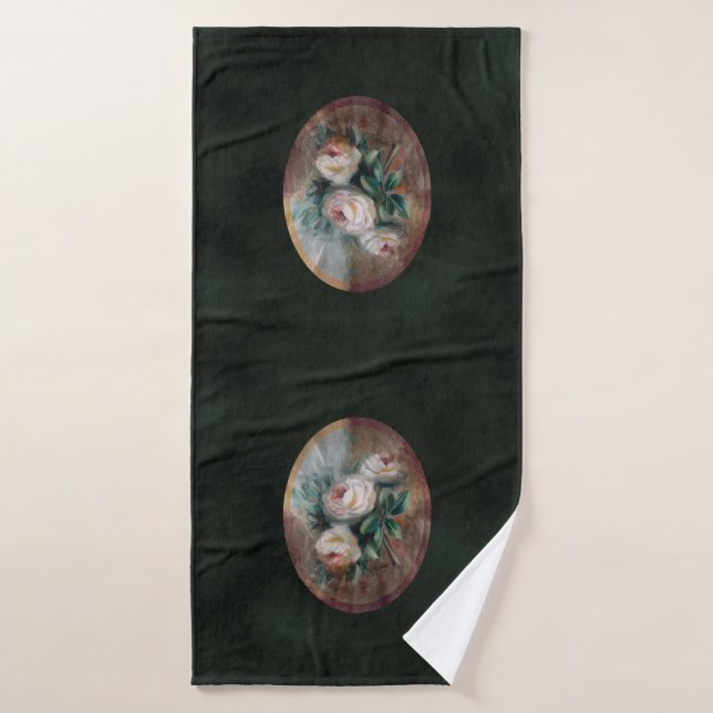 Weiße Rosen Badhandtuch Set (Badehandtuch)