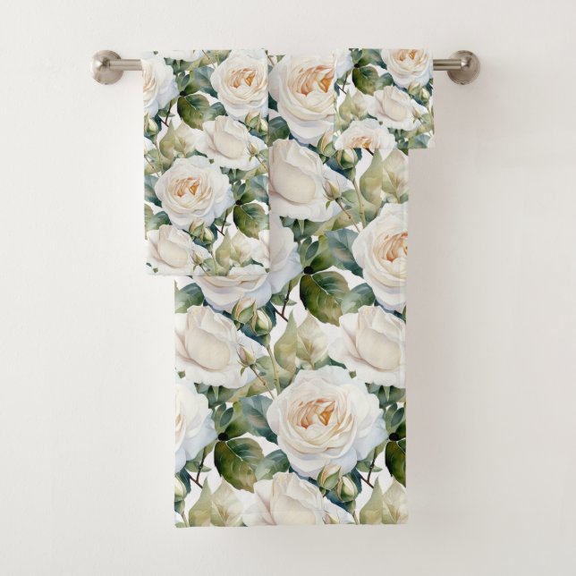 Weiße Rosen Badhandtuch Set (Insitu)