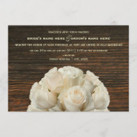 Weiße Rosen & Barnwood Einladung zur Hochzeit