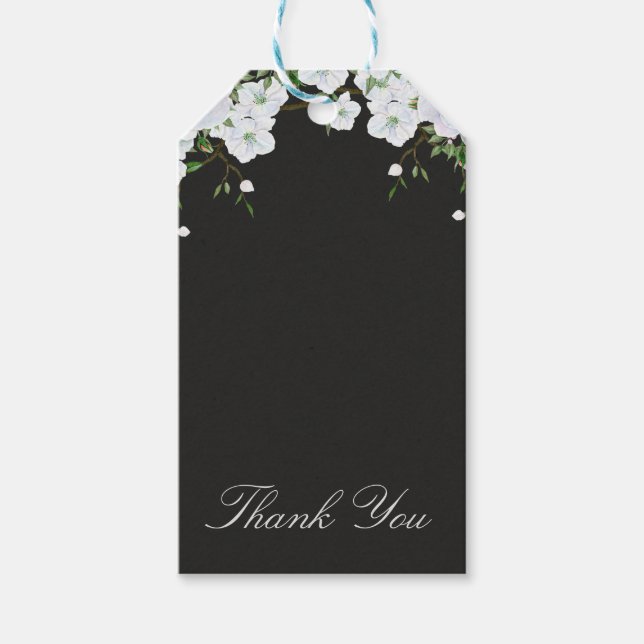 Weiße Rosen, Blumen & Kohle Grau Elegante Gefallen Geschenkanhänger (Vorderseite)