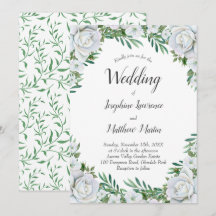 Weiße Rosen Blumengrün Einladungen Hochzeiten