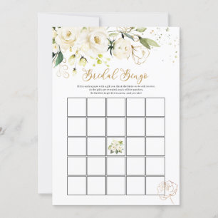 Weiße Rosen Braut-Bingo/Wer kennt die Braut am bes Einladung