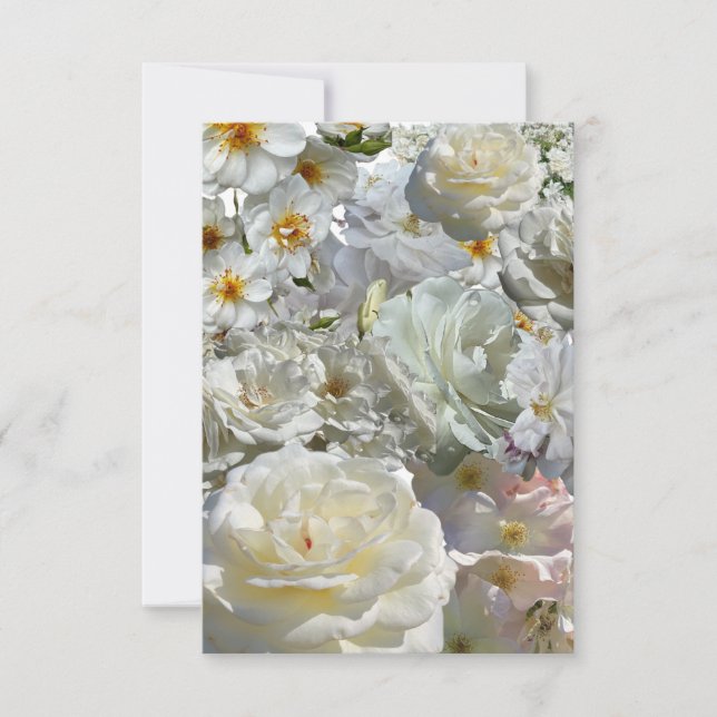 Weiße Rosen Collage Mitteilungskarte (Vorderseite)