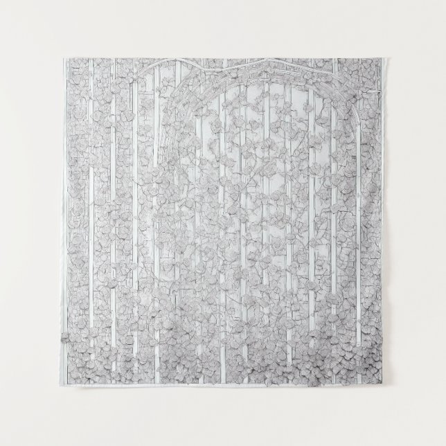 Weiße Rosen E Wandteppich (Vorderseite)