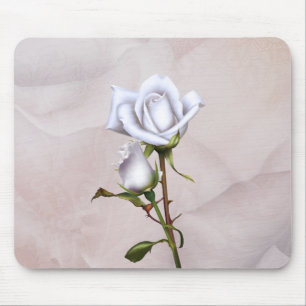 Weiße Rosen Elegant Shabby Chic Mousepad